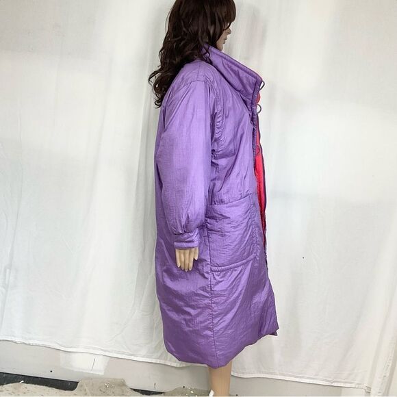 Vintage 80’s Totes Puffer Down Retro Red Purple Mid-Length Parka Coat Jacket M - Picture 4 of 10